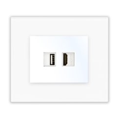 Zásuvka USB nabíjecí, HDMI skleněná (různé barvy)