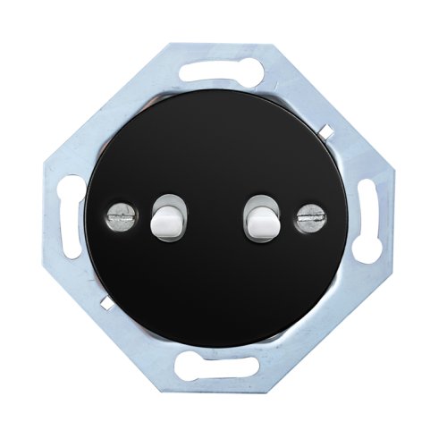 2-gang 1-way switch - Device type: switch, Toggle colour: white, Cover colour: black