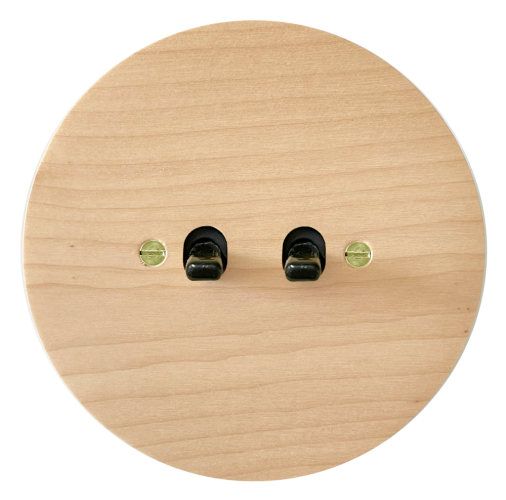 Vypínač dvoupáčkový NEXA - Materiál a barva rámečku: dřevo javor, Barva páček: černá, Schéma zapojení: Spínač řazení 6+6 střídavý (dvojitý schodišťový)