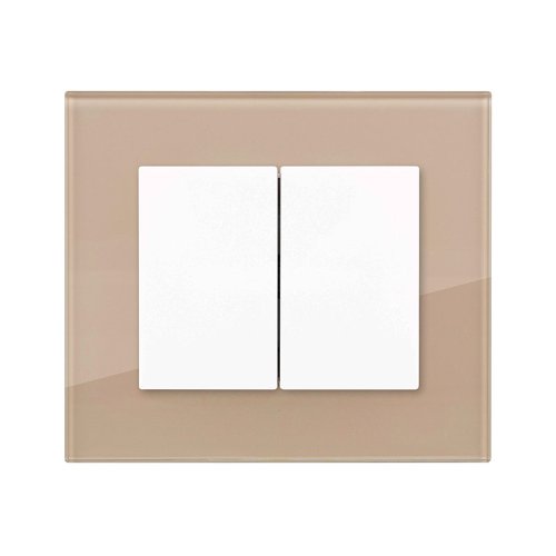 2-gang 1-way switch (glass) - Colour: mocca, Cover colour: snow white glossy