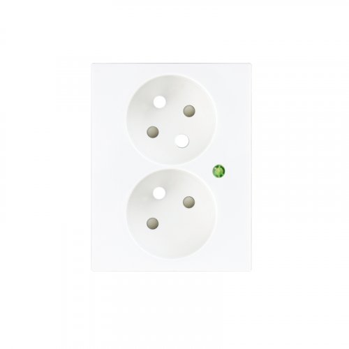 Cover for a double socket with safety shutters and overvoltage protection - Cover colour: white