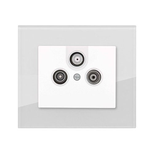 TV+R+SAT socket (glass) - Colour: dove grey, Cover colour: snow white glossy