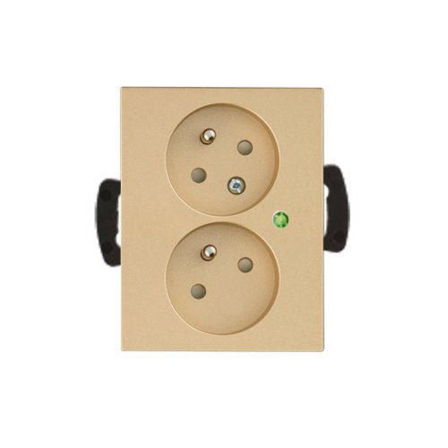 Double socket with overvoltage protection - Cover colour: gold, Device type: single outlet