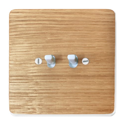 Double toggle switch NEXA QUADRO - Material and colour of frame: wood oak light, Colour of toggle: white, Wiring diagrams: Serial change-over switch