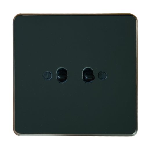 Vypínač dvoupáčkový NEXA QUADRO - Materiál a barva rámečku: sklo černé, Barva páček: černá, Schéma zapojení: Spínač řazení 6+6 střídavý (dvojitý schodišťový)