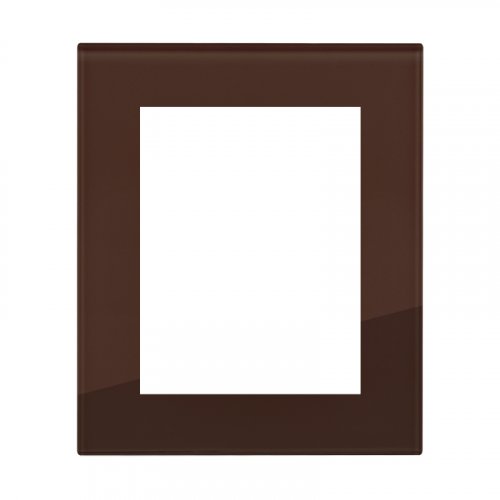 Double socket frame glass DECENTE - Material: glass, Colour: chocolate brown