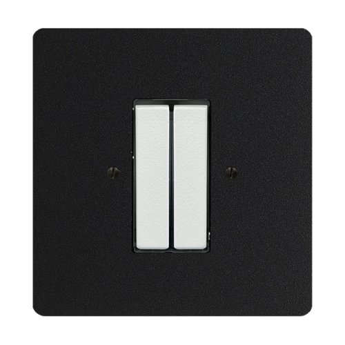 Vypínač dvoukolébkový AVANT - Materiál: hliník, Barva rámečku: černá, Barva ovladače: bílá, Schéma zapojení: Spínač řazení 1/0 + 1/0 (lze použít jako žaluziový)