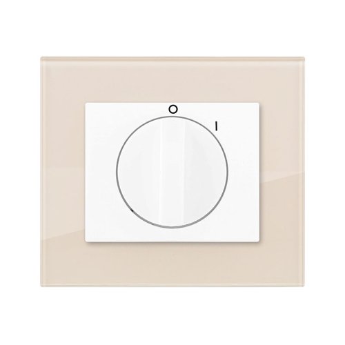 Cooker switch, rotary (glass) - Colour: cream white, Cover colour: snow white glossy