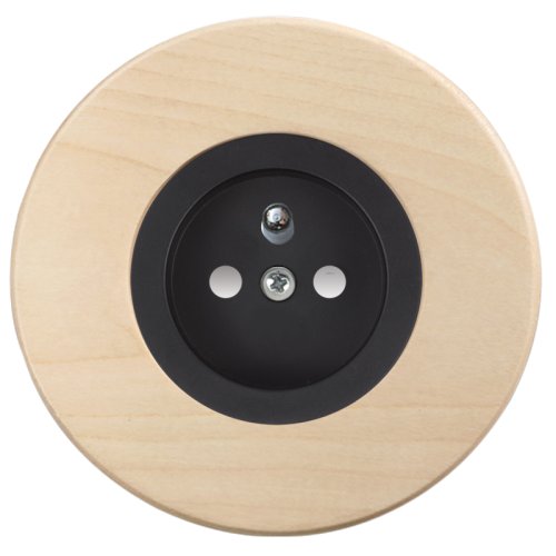 Dřevěná zásuvka RETRO - Materiál a barva rámečku: dřevo javor, Barva krytu: černá