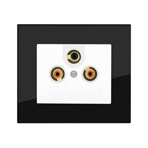 AUDIO-VIDEO socket (glass) - Colour: anthracite black, Cover colour: snow white glossy