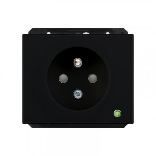 Single socket with overvoltage protection - Cover colour: black, Device type: single outlet