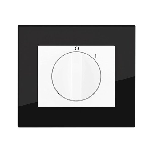 Sporákový vypínač otočný skleněný (různé barvy) - Barva: antracitově černý, Barva krytu: sněhově bílý lesklý