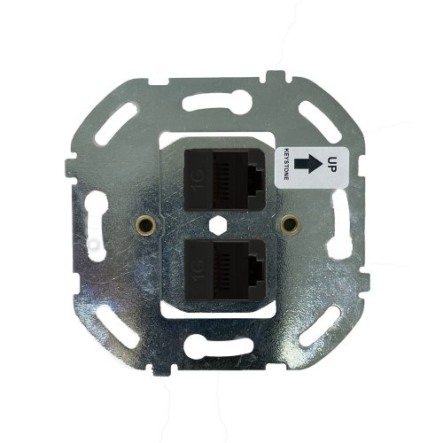 2x PC Cat. 6 socket - Colour of keystone: black