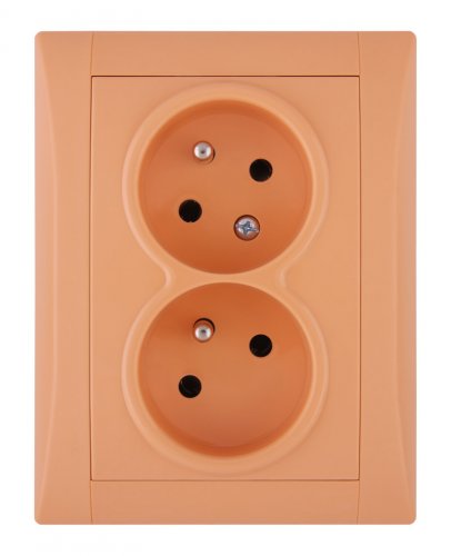 Dvojzásuvka (2P+PE) plastová (různé barvy) ELEGANT - Barva: broskvově oranžový
