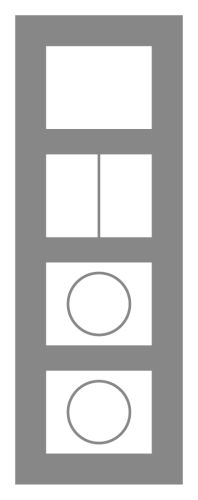 Vypínač ř. 1 + vypínač ř. 6+6 + dvě zásuvky plexisklo (různé barvy) DECENTE