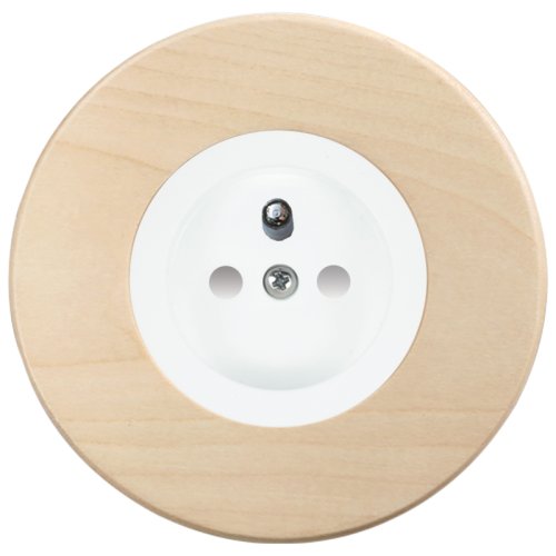 Dřevěná zásuvka RETRO - Materiál a barva rámečku: dřevo javor, Barva krytu: bílá