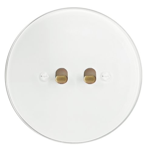 Double toggle switch NEXA - Material and colour of frame: glass white, Colour of toggle: patina, Wiring diagrams: Double push button