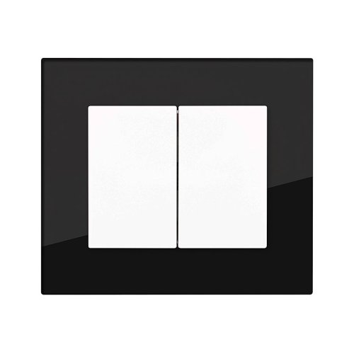 2-gang 1-way switch (glass) - Colour: anthracite black, Cover colour: snow white glossy