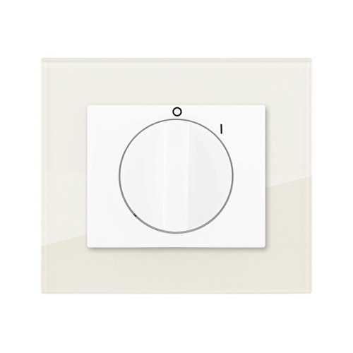 Cooker switch, rotary (glass) - Colour: milk white, Cover colour: snow white glossy