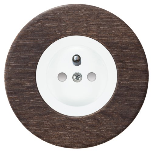 Dřevěná zásuvka RETRO - Materiál a barva rámečku: dřevo dub tmavý, Barva krytu: bílá