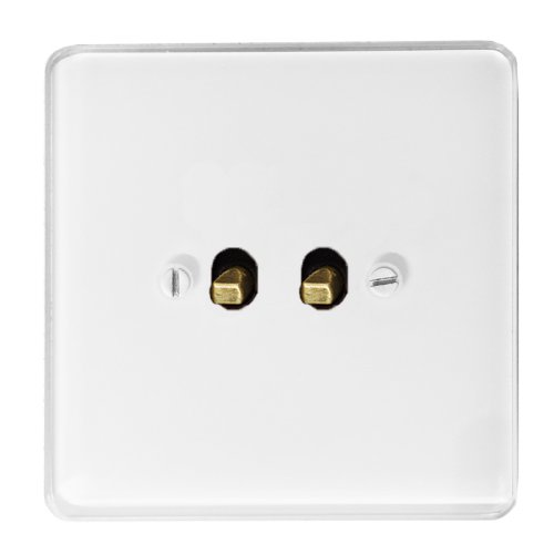 Double toggle switch NEXA QUADRO - Material and colour of frame: glass white, Colour of toggle: patina, Wiring diagrams: Serial change over switch