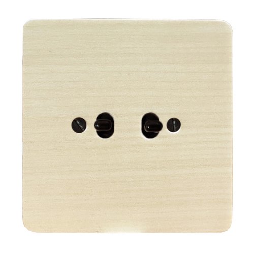 Vypínač dvoupáčkový NEXA QUADRO - Materiál a barva rámečku: dřevo javor, Barva páček: černá, Schéma zapojení: Spínač řazení 6+6 střídavý (dvojitý schodišťový)