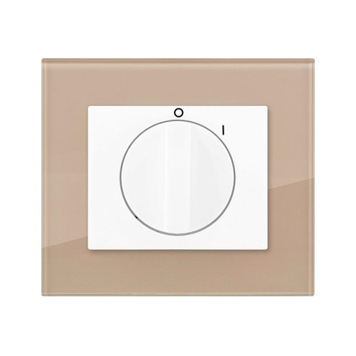 Cooker switch, rotary (glass) - Colour: mocca, Cover colour: snow white glossy