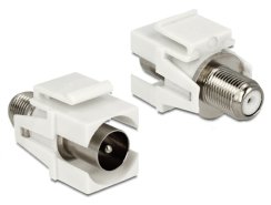 TV keystone modul, IEC (koax) male>F female, Z=75 Ω
