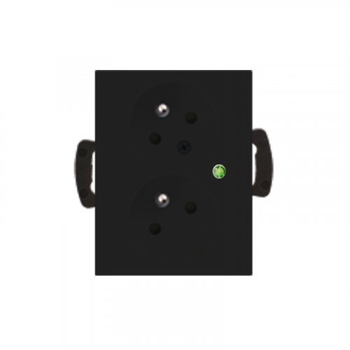 Double socket with overvoltage protection - Cover colour: black mat, Device type: single outlet