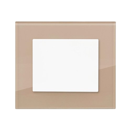 Crossbar switch (glass) - Colour: mocca, Cover colour: snow white glossy