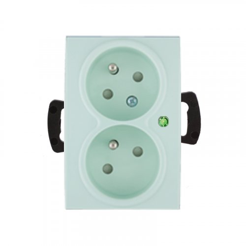 Dvojzásuvka s přepěťovou ochranou - Cover colour: ice green, Device type: single outlet