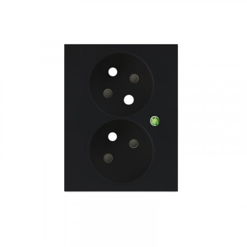 Kryt dvojzásuvky s kontrolkou přepěťové ochrany - Barva krytu: černý