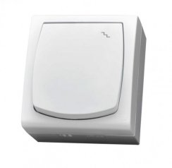 Přepínač střídavý IP 44 na omítku, kompletní, MADERA