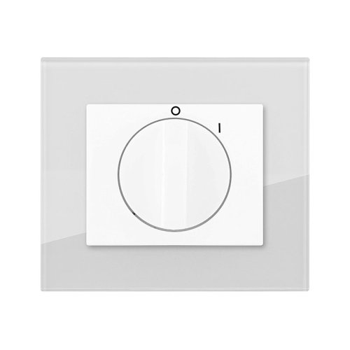 Cooker switch, rotary (glass) - Colour: dove grey, Cover colour: snow white glossy