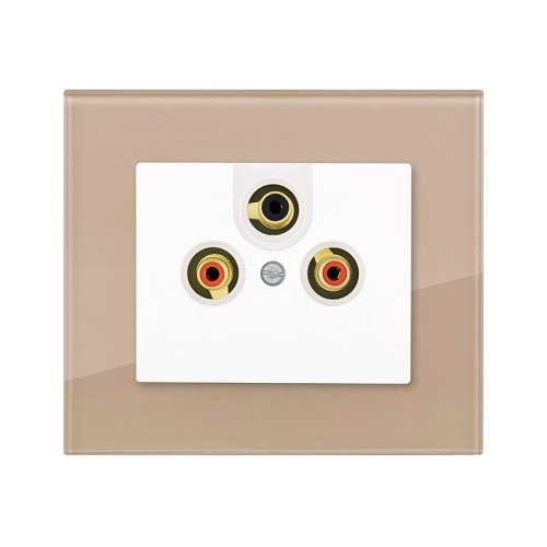AUDIO-VIDEO socket (glass) - Colour: mocca, Cover colour: snow white glossy