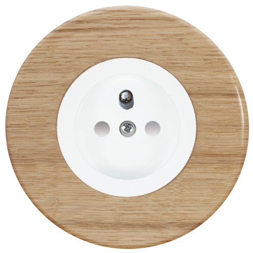 Dřevěná zásuvka RETRO - Materiál a barva rámečku: dřevo dub světlý, Barva krytu: bílá