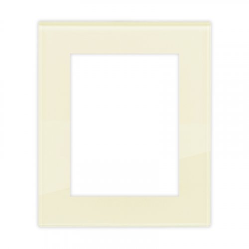Double socket frame glass DECENTE - Material: glass, Colour: cream white